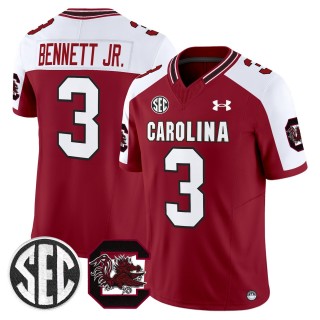 Men's South Carolina Gamecocks #3 Mazeo Bennett Jr. Garnet Alternate 2025 Vapor Limited Stitched Football Jersey