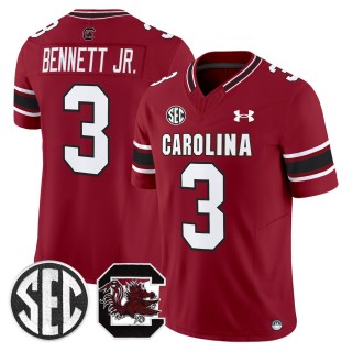 Men's South Carolina Gamecocks #3 Mazeo Bennett Jr. Garnet 2025 Vapor Limited Stitched Football Jersey