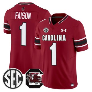 Men's South Carolina Gamecocks #1 Rahsul Faison Garnet 2025 Vapor Limited Stitched Football Jersey