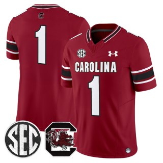 Men's South Carolina Gamecocks #1 Garnet 2025 Vapor Limited Stitched Football Jersey