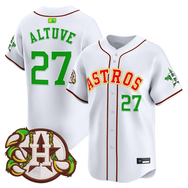 Men's Houston Astros #27 Jose Altuve 'Hopadillo' Karbach Brewing Co. Stitched MLB Limited Jersey - White
