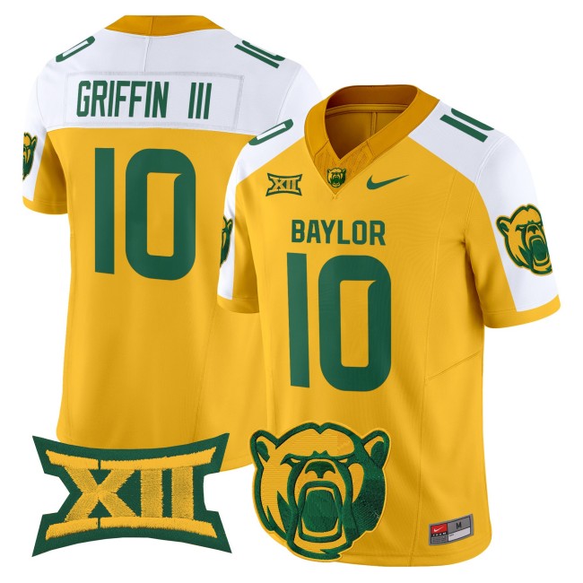 Men's Baylor Bears #10 Robert Griffin III F.U.S.E. 2025 Vapor V2 Limited Jersey - Gold White