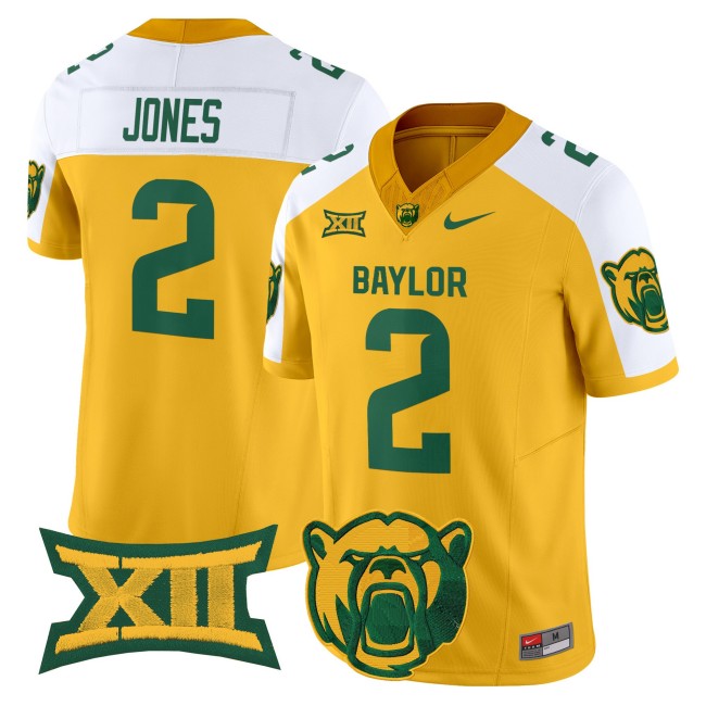 Men's Baylor Bears #2 Matt Jones F.U.S.E. 2025 Vapor Limited V2 Jersey - Gold White