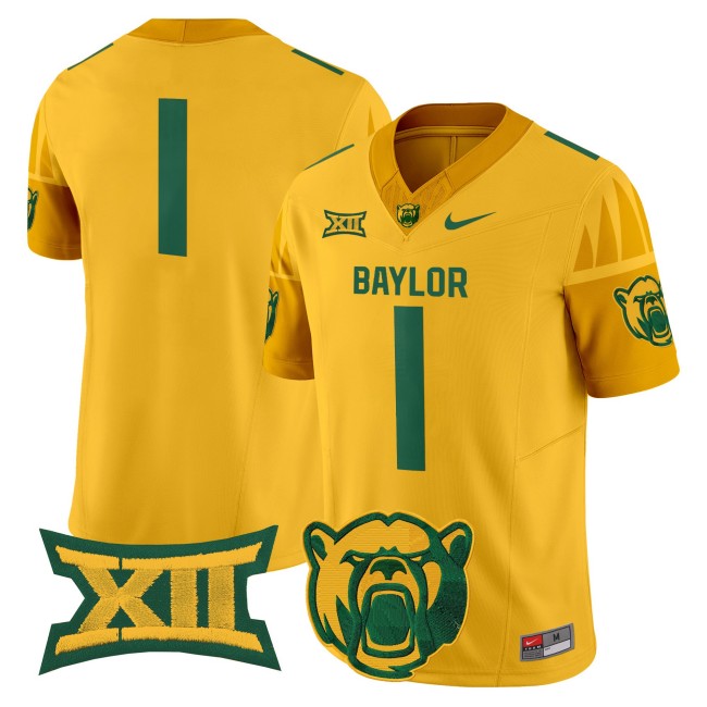 Men's Baylor Bears #1 F.U.S.E. 2025 Vapor Limited V2 Jersey - Gold