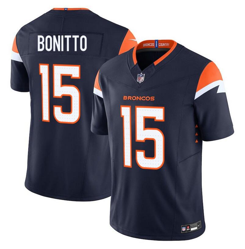 Youth Denver Broncos #15 Nik Bonitto Navy F.U.S.E. Vapor Limited Stitched Football Jersey