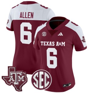 Women's Texas A&M Aggies #6 Cyrus Allen 2025 Vapor Limited Jersey - Maroon Alternate