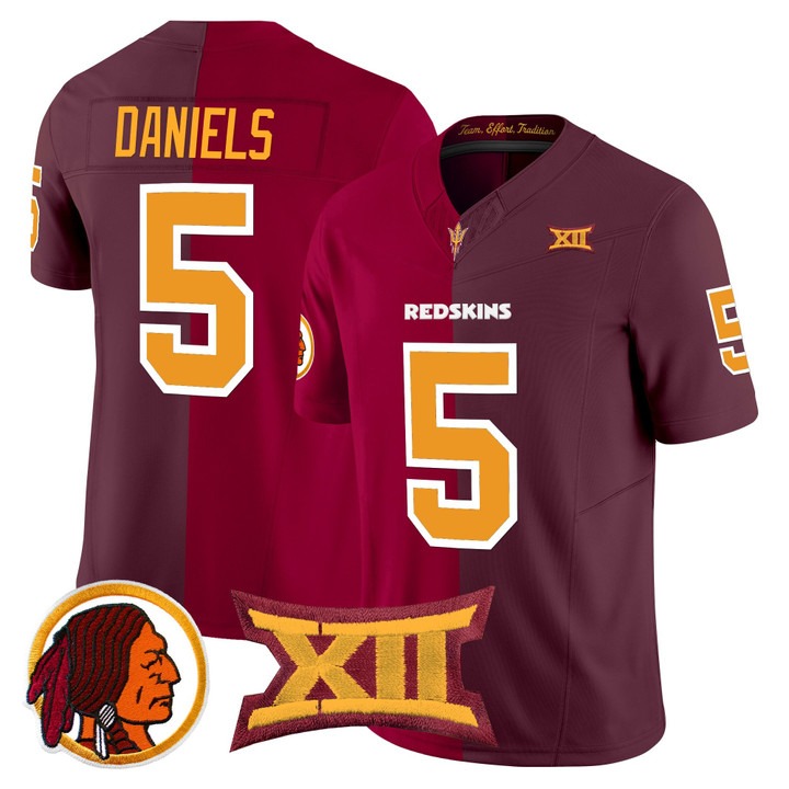 Men's Washington Redskins #5 Jayden Daniels ASU Split Vapor Limited Stitched Jersey