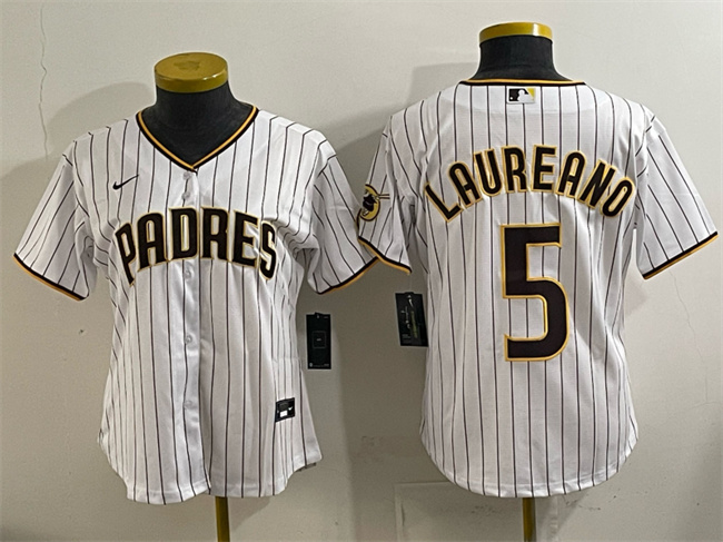Women's San Diego Padres #5 Ramon Laureano White Stitched Baseball Jersey(Run Small)