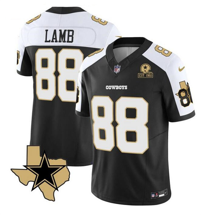 Women's Dallas Cowboys #88 CeeDee Lamb 2023 F.U.S.E. Black White With Established In 1960 Patch Stitched Football Jersey(Run Small）