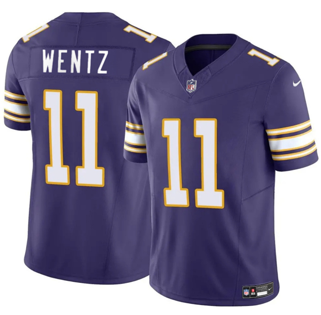 Men's Minnesota Vikings #11 Carson Wentz Purple 2025 F.U.S.E. Throwback Vapor Untouchable Limited Stitched Jersey