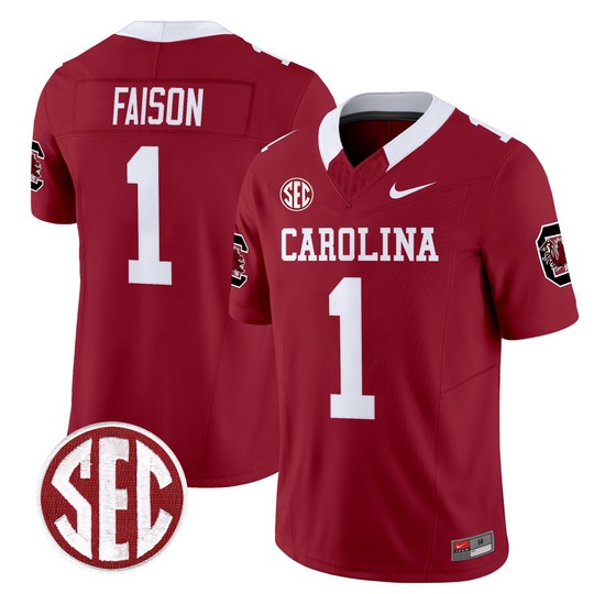 Men's South Carolina Gamecocks #1 Rahsul Faison Garnet 'Nike' 1980 Throwback Stitched Football Jersey