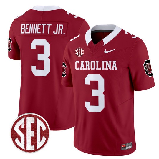 Men's South Carolina Gamecocks #3 Mazeo Bennett Jr. Garnet 'Nike' 1980 Throwback Stitched Football Jersey
