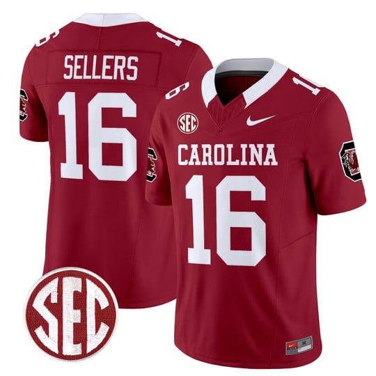 Men's South Carolina Gamecocks #16 LaNorris Sellers Garnet 'Nike' 1980 Throwback Stitched Football Jersey