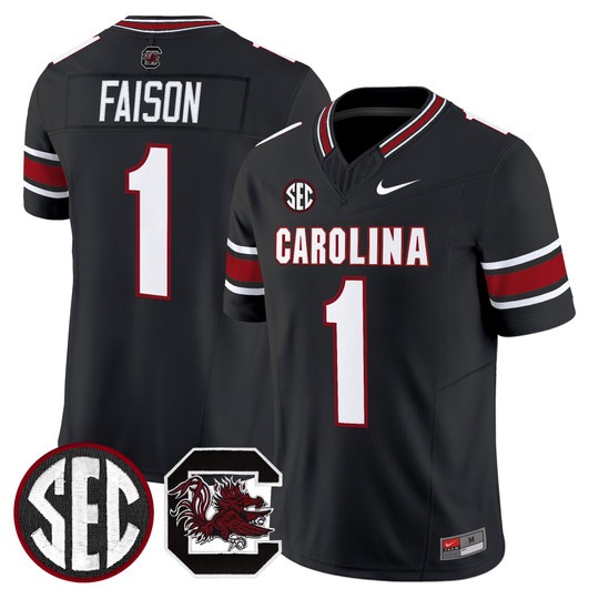 Men's South Carolina Gamecocks #1 Rahsul Faison Black Nike Limited Stitched Football Jersey
