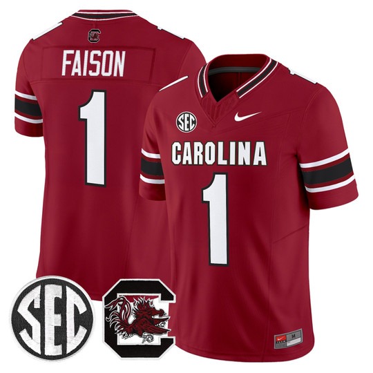 Men's South Carolina Gamecocks #1 Rahsul Faison White Nike Stitched Football Jersey