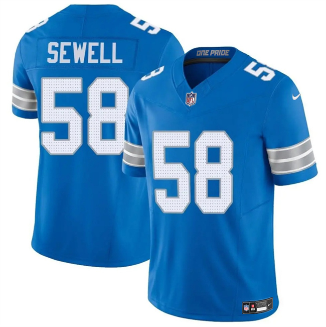 Men's Detroit Lions #58 Penei Sewell Blue 2025 F.U.S.E. Vapor Limited Stitched Jersey