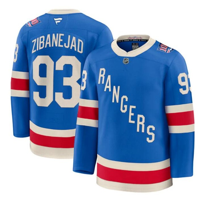 Men's New York Rangers #93 Mika Zibanejad Blue 1926 Centennial Premium Stitched Hockey Jersey