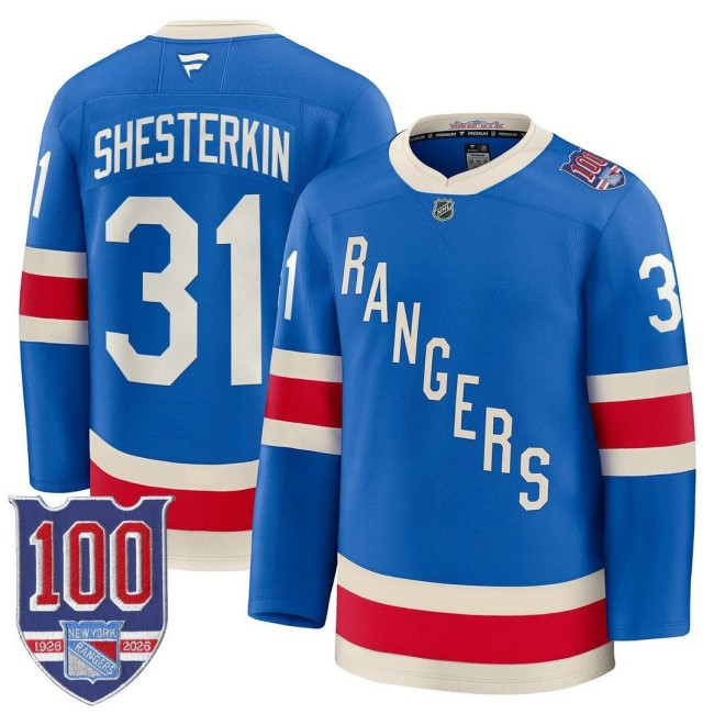 Men's New York Rangers #31 Igor Shesterkin Blue 1926 Throwback Centennial Stitched Hockey Jersey Men's New York Rangers #31 Igor Shesterkin Blue 1926 Throwback Centennial Stitched Hockey Jersey