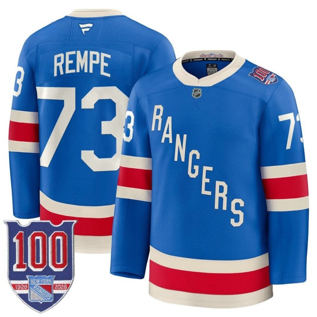 Men's New York Rangers #73 Matt Rempe Blue 1926 Throwback Centennial With C Patch Stitched Hockey Jersey Men's New York Rangers #73 Matt Rempe Blue 1926 Throwback Centennial With C Patch Stitched Hockey Jersey