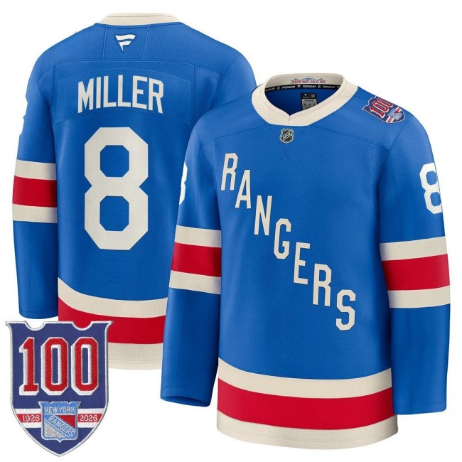 Men's New York Rangers #8 J.T. Miller Blue 1926 Throwback Centennial Stitched Hockey Jersey Men's New York Rangers #8 J.T. Miller Blue 1926 Throwback Centennial Stitched Hockey Jersey