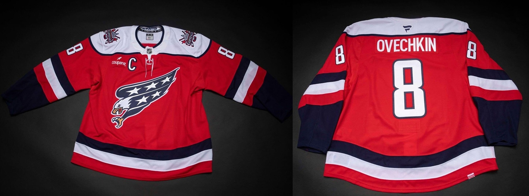 Men's Washington Capitals #8 Alexander Ovechkin Red With C Patch Stitched Hockey Jersey