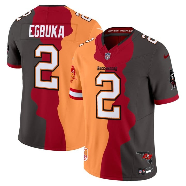Men's Tampa Bay Buccaneers #2 Emeka Egbuka Split 2025 Vapor FUSE Limited Stitched Jersey