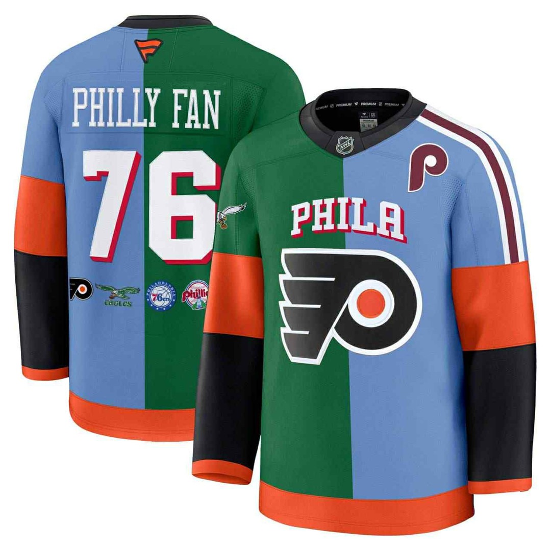 Men's Philly Fan #76 Mix 4 Teams 2025 Premium Stitched Hockey Jersey