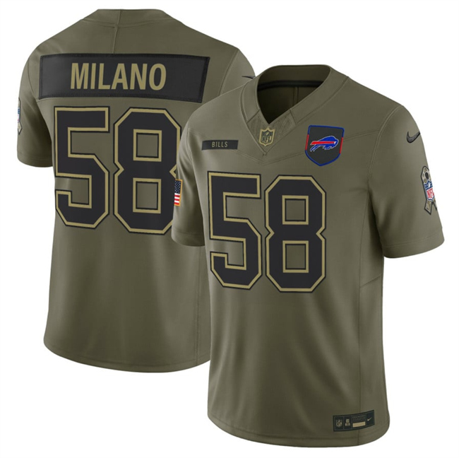 Men's Buffalo Bills #58 Matt Milano Olive 2025 F.U.S.E. Salute to Service Limited Stitched Football Jersey