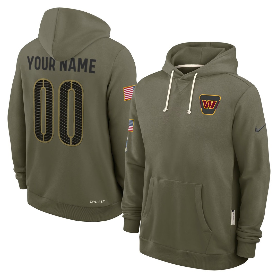 Men's S-5XL Washington Commanders Custom Nike 2025 Salute to Service Stitched Pullover Hoodie