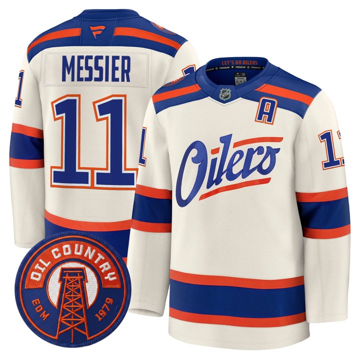Men's Edmonton Oilers #11 Mark Messier Light tan Alternate 2025-26 Premium Stitched Hockey Jersey