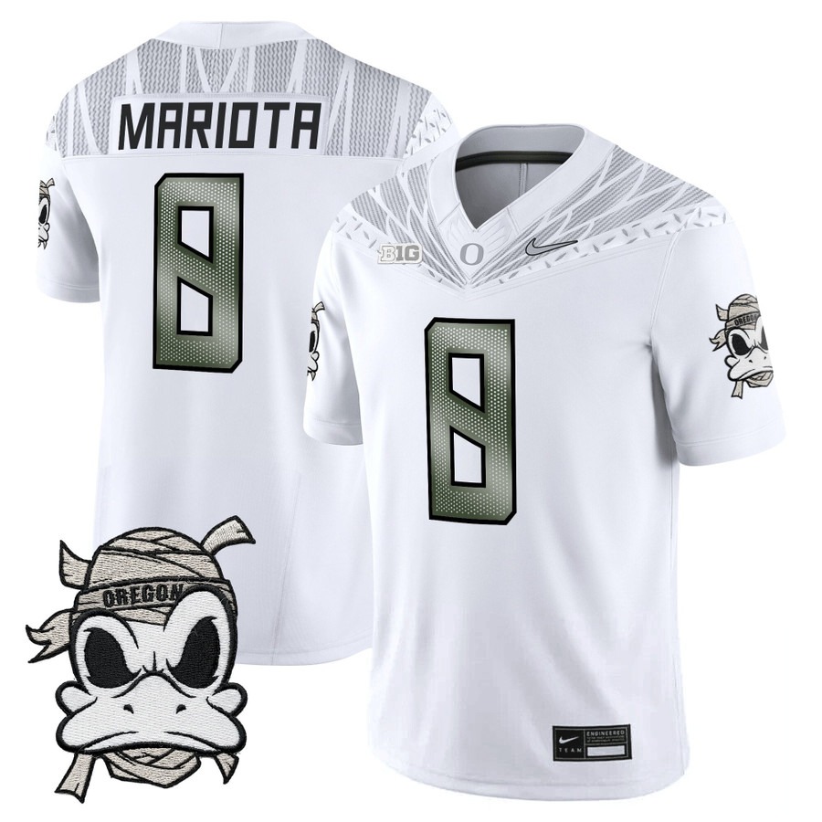 Men's Oregon Ducks #8 Marcus Mariota White 2025 Mummy Duck Vapor F.U.S.E. Limited Jersey