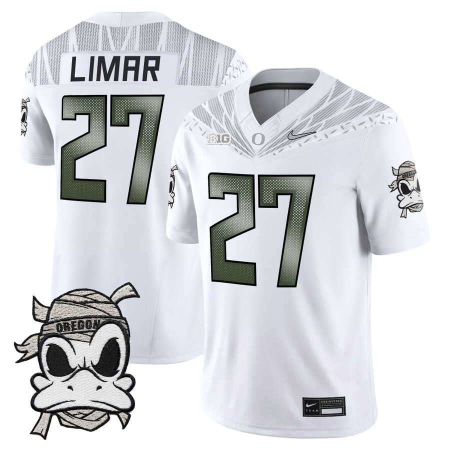 Men's Oregon Ducks #27 Jayden Limar White 2025 Mummy Duck Vapor F.U.S.E. Limited Jersey