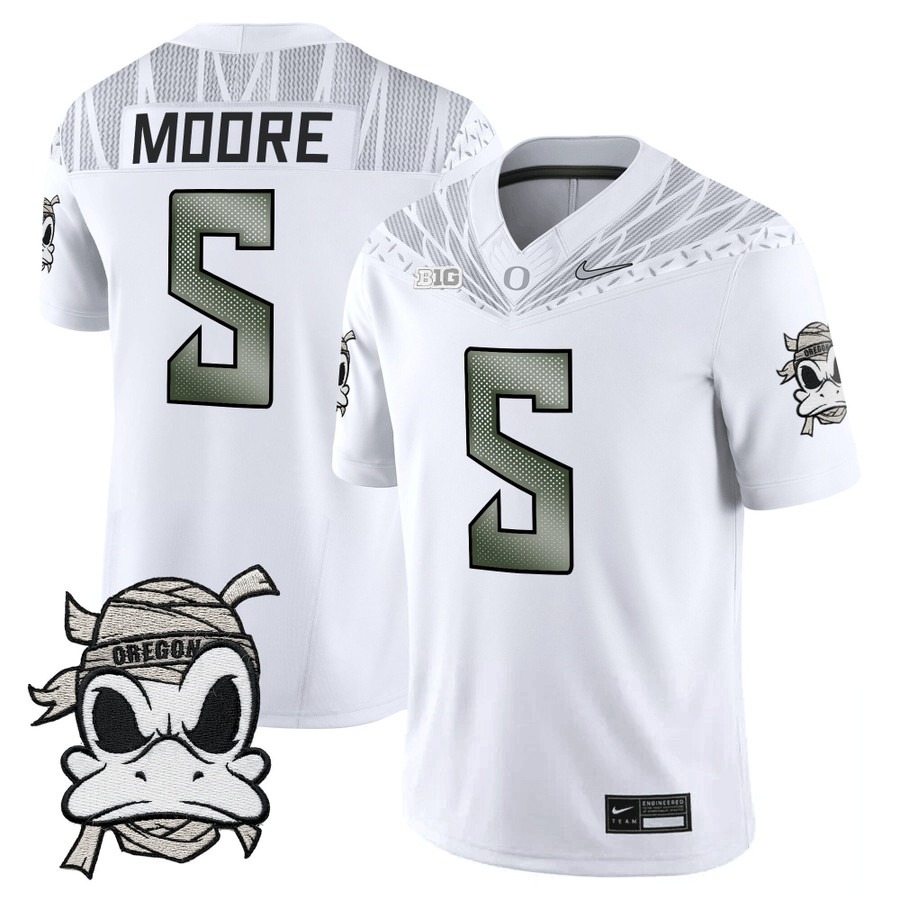 Men's Oregon Ducks #5 Dante Moore White 2025 Mummy Duck Vapor F.U.S.E. Limited Jersey