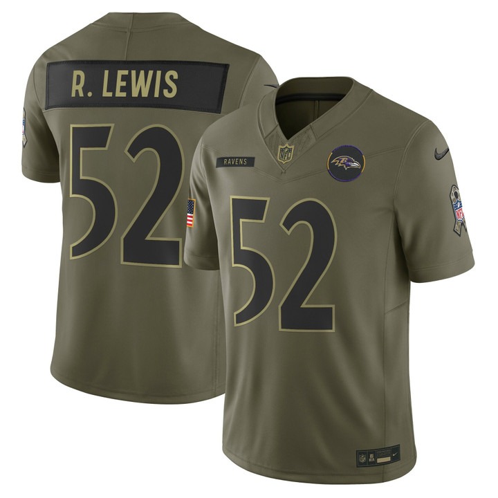 Men's Baltimore Ravens #52 Ray Lewis Olive 2025 F.U.S.E. Salute to Service Limited Stitched Football Jersey