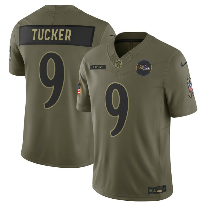Men's Baltimore Ravens #9 Justin Tucker Olive 2025 F.U.S.E. Salute to Service Limited Stitched Football Jersey