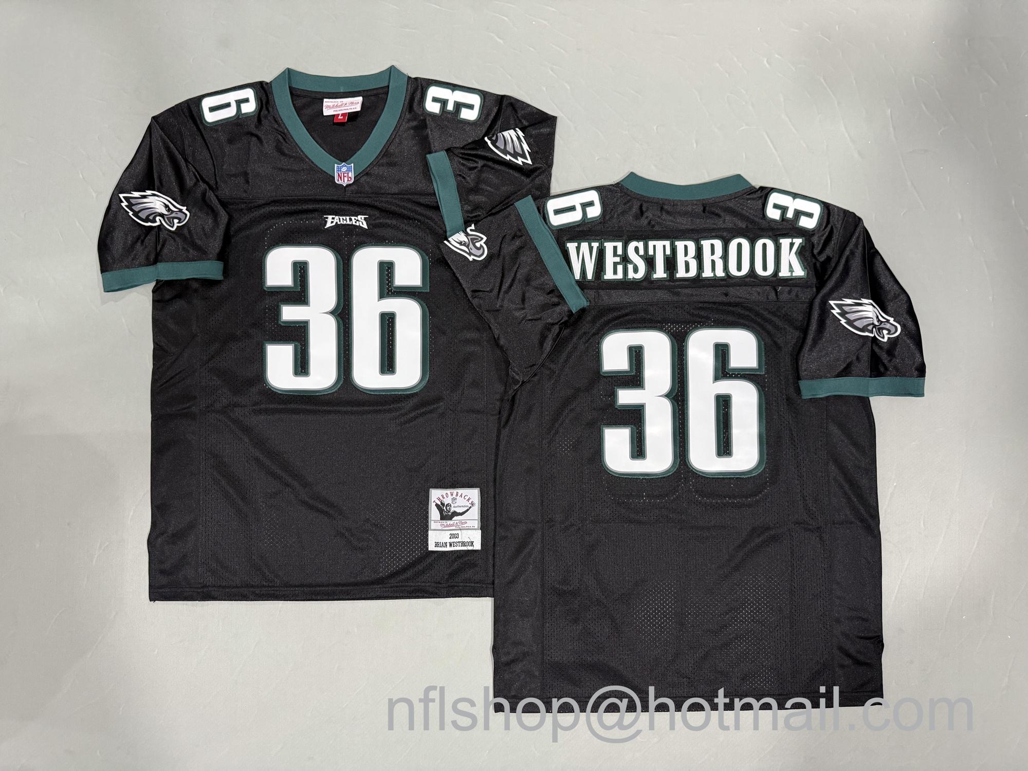 Men's Philadelphia Eagles #36 Brian Westbrook Black Mitchell & Ness Jersey