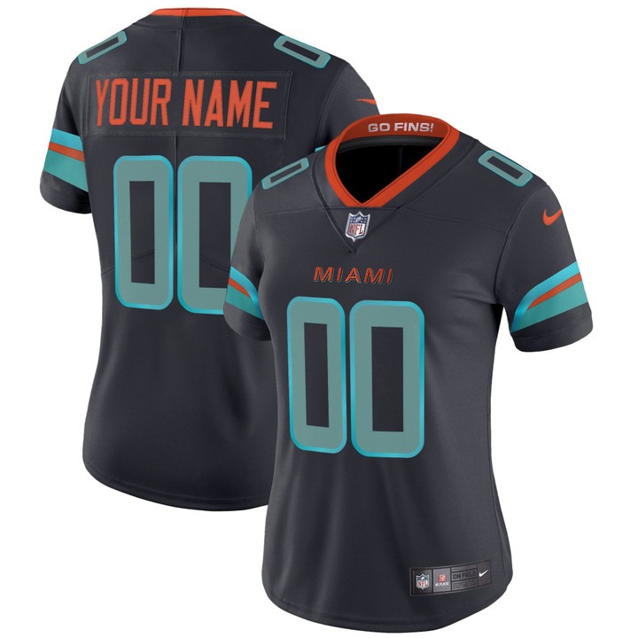 Women's Miami Dolphins Custom Dark Waters Nike 'Rivalries' 2025 Vapor Untouchable Limited Stitched Jersey