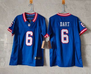 Women's New York Giants #6 Jaxson Dart Blue F.U.S.E. Throwback Stitched Jersey(Run Small)