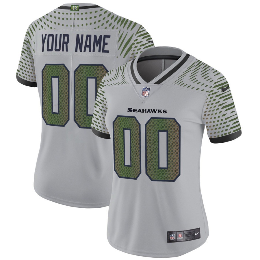 Women's Seattle Seahawks Custom wolf grey 2025 Rivalries Vapor Limited Jersey