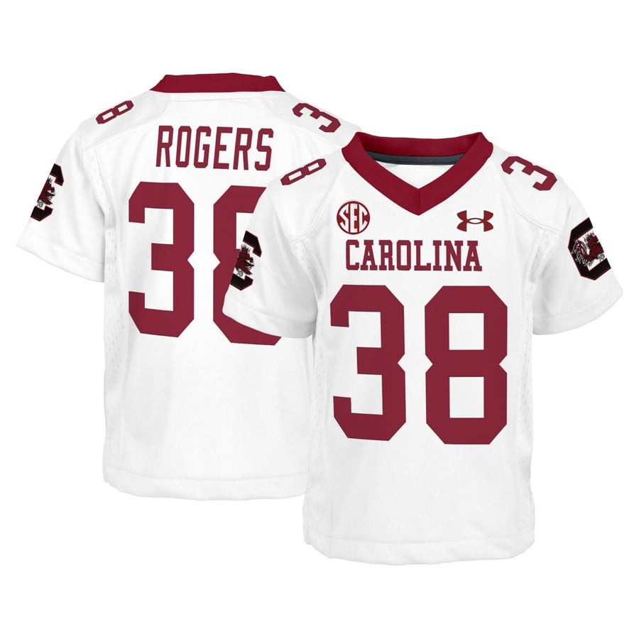 Toddler's South Carolina Gamecocks #38 White Stitched College Football Jersey