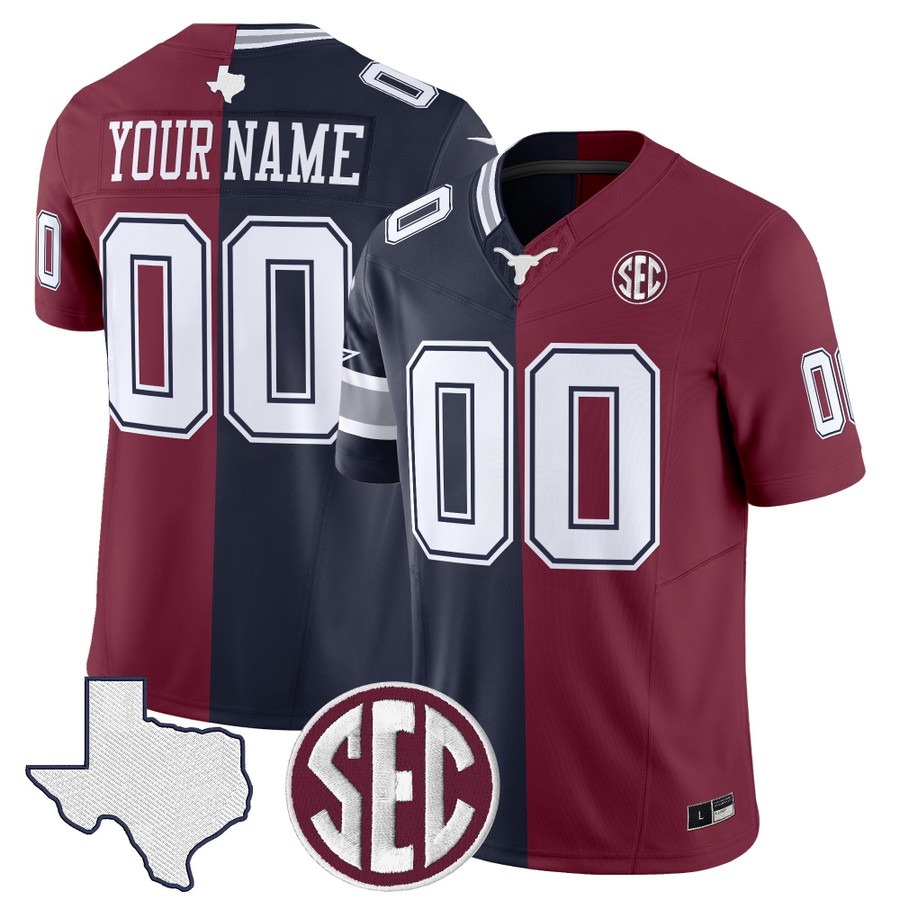 Men's Dallas Cowboys x Aggies College Football Custom Split 2025 With Patch Nike Limited Jersey