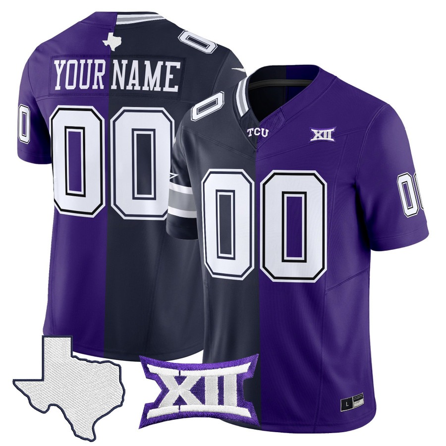 Men's Dallas Cowboys x TCU College Football Custom Split 2025 With Patch Nike Limited Jersey