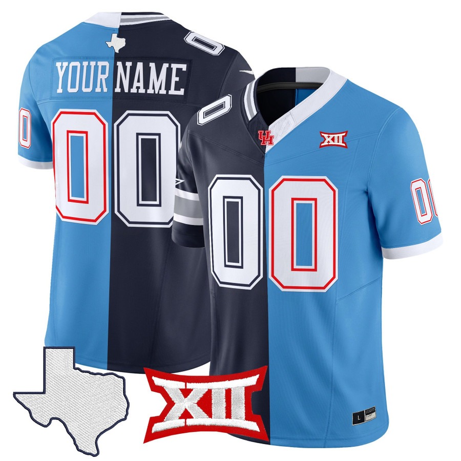 Men's Dallas Cowboys x Cougars College Football Custom Split 2025 With Patch Nike Limited Jersey