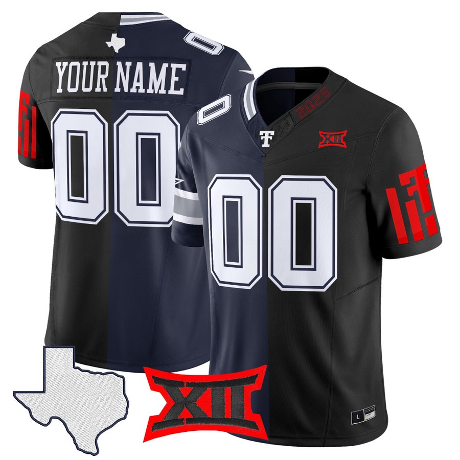 Men's Dallas Cowboys x Texas Tech College Football Custom Split 2025 With Patch Nike Limited Jersey