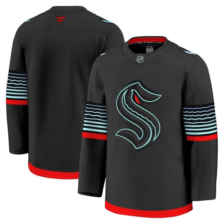 Men's Seattle Kraken Blank Black 2025-26 Premium Stitched Jersey (Non-Glow)