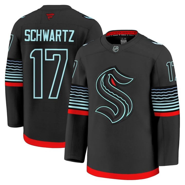 Men's Seattle Kraken #17 Jaden Schwartz Black 2025-26 Premium Stitched Jersey (Non-Glow)