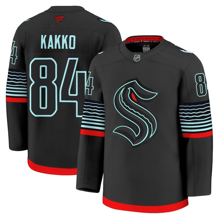 Men's Seattle Kraken #84 Kaapo Kakko Black 2025-26 Premium Stitched Jersey (Non-Glow)
