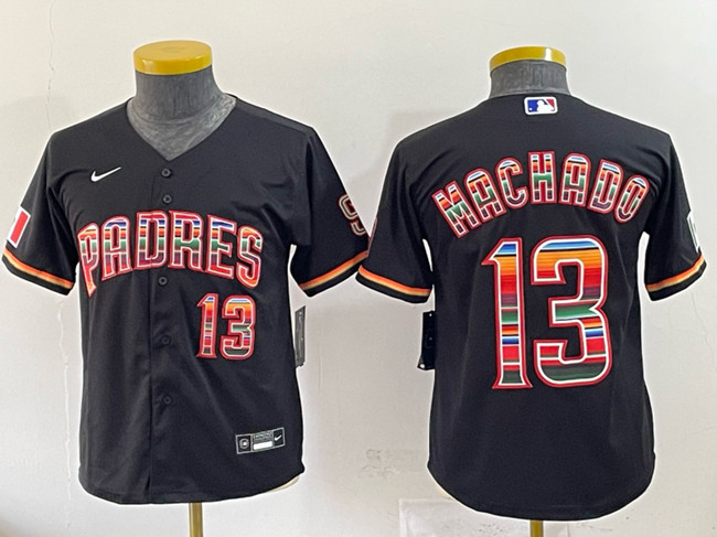 Youth San Diego Padres #13 Manny Machado Black Mexico Cool Base Stitched Baseball Jersey