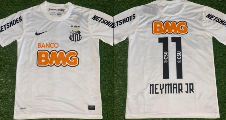 Men's Santos 2012/13  #11 Neymar Jr  Home White Retro Soccer Football Shirt Jersey