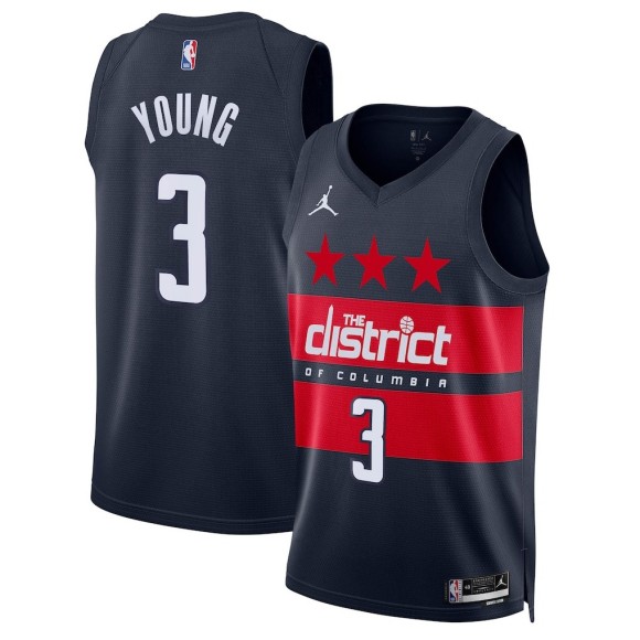 Men's Washington Wizards #3 Trae Young Navy Statement Edition Stitched Jersey
